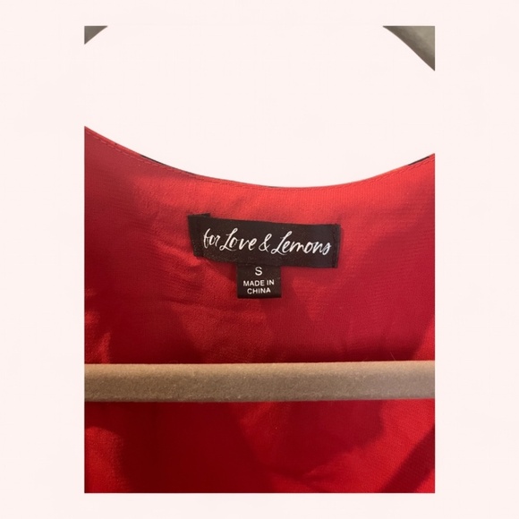 For Love & Lemons Funky Floral Red Flare Davina Tie Front Blouse NWOT Size S - Picture 6 of 8